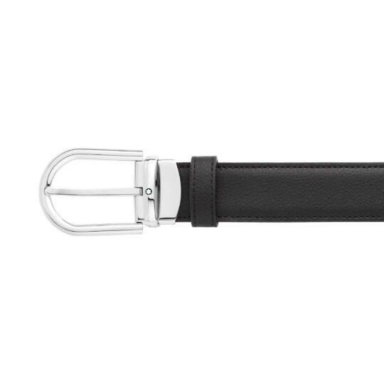 Cintura montblanc uomo pelle nera bordeaux 128755