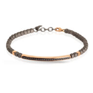 Bracciale uomo titanio oro rosso diamanti neri mano