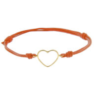 Bracciale Cuore Oro Giallo cordino arancio