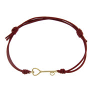 Bracciale Chiave oro giallo cordino bordeaux