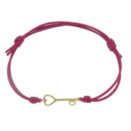 Bracciale Chiave oro giallo cordino rosa