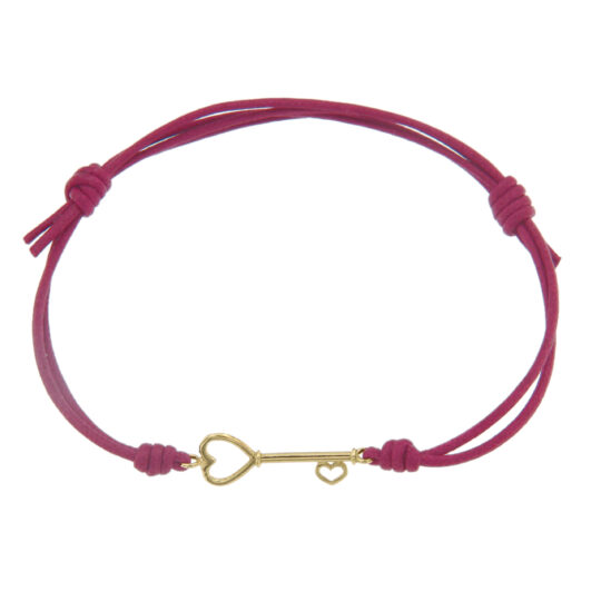 Bracciale Chiave oro giallo cordino rosa