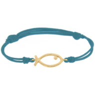 Marco Gerbella Bracciale pesce oro giallo cordino blu petrolio