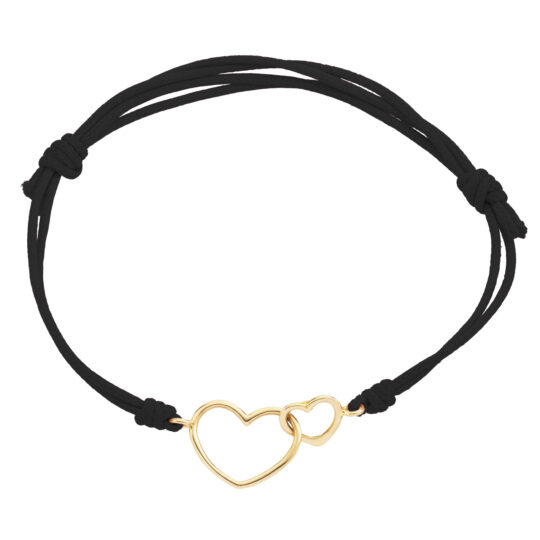 Bracciale cuori oro giallo cordino nero marco gerbella