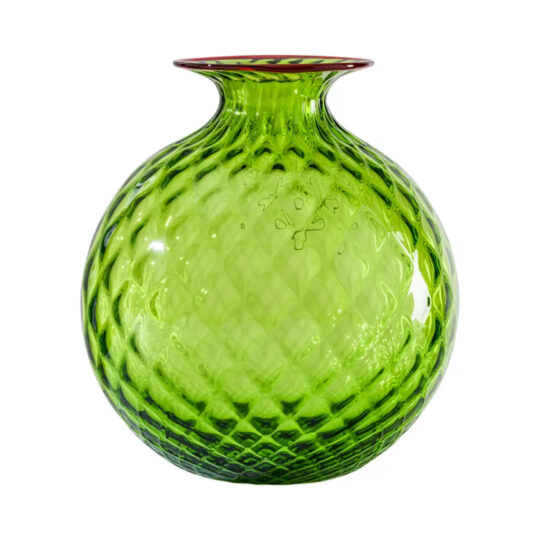 Venini Vase MONOFIORI BALLOTON Grass Green / Red Thread – cod: 100.18